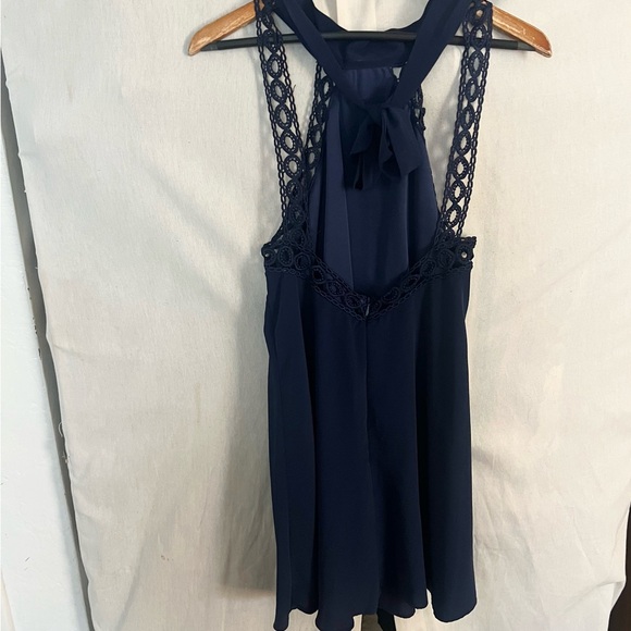 Lulus Any Sway, Shape, or Form Navy Blue Lace Halter Dress Medium - Picture 9 of 12